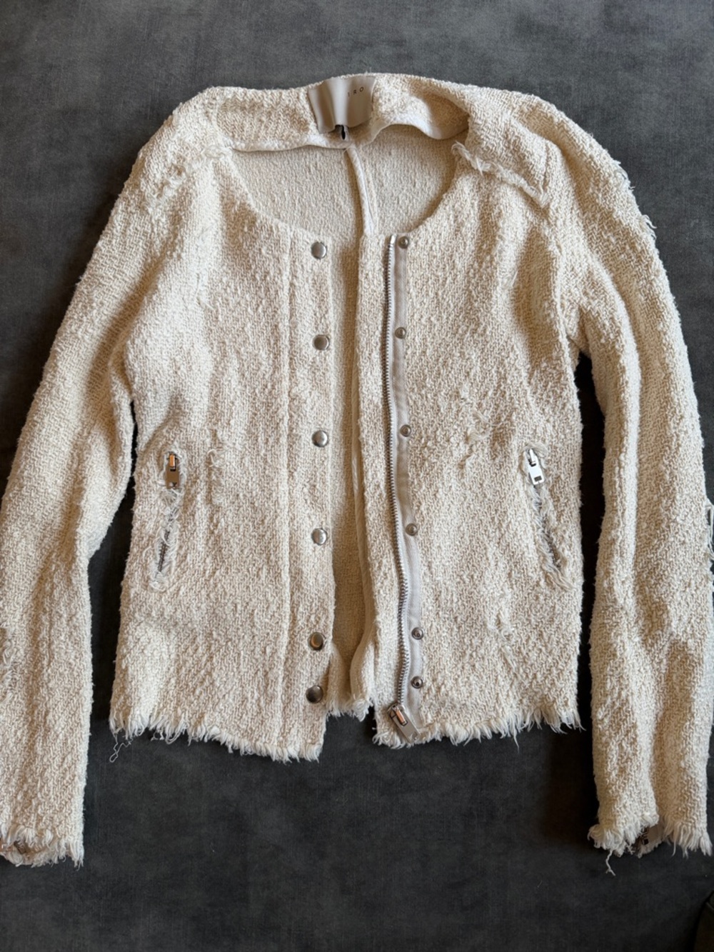IRO Cream Bouclé Zip-Front Women's Jacket